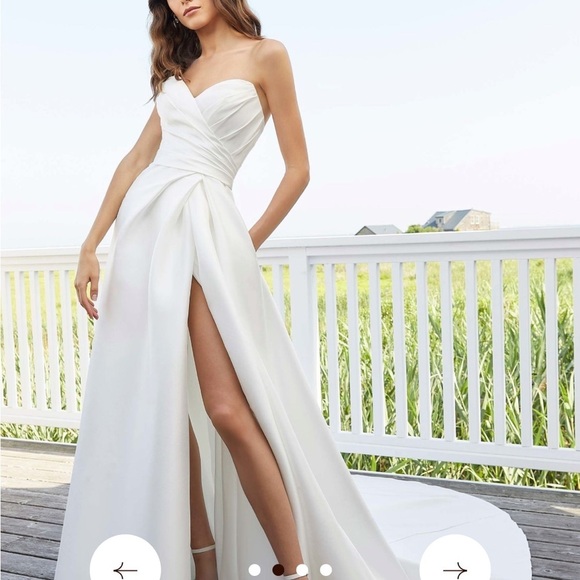 NWT! Morilee Wedding Dress and Pearl/Crystal Beaded Net Sleeves size 18 - Picture 1 of 7
